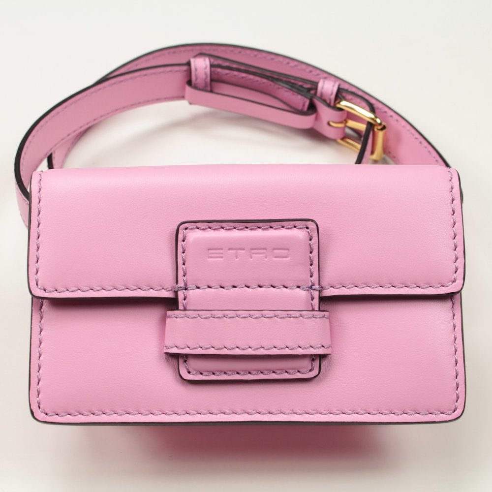 GENUINE ETRO MILANO PINK LOGO EMBOSSED BELT BAG